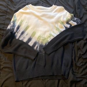 White/Green/Black Tie Die print sweater